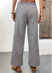 Black Plaid Wide Leg Elastic Waist High Waisted Pants | thumb picture 