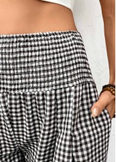 Black Plaid Wide Leg Elastic Waist High Waisted Pants | thumb picture 