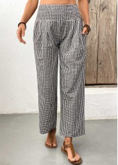 Black Plaid Wide Leg Elastic Waist High Waisted Pants | thumb picture 
