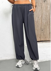 Dark Grey Pocket Jogger Elastic Waist High Waisted Pants