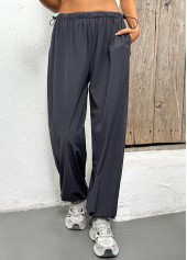 Dark Grey Pocket Jogger Elastic Waist High Waisted Pants | thumb picture 