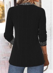 Black Tummy Control Long Sleeve Turn Down Collar Blouse | thumb picture 