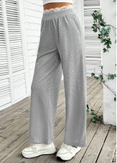 Grey Soft Wide Leg Elastic Waist High Waisted Pants | thumb picture 