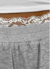 Grey Soft Wide Leg Elastic Waist High Waisted Pants | thumb picture 