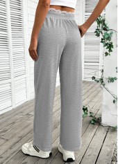 Grey Soft Wide Leg Elastic Waist High Waisted Pants | thumb picture 