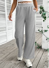 Grey Soft Wide Leg Elastic Waist High Waisted Pants