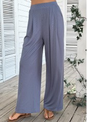 Blue Wide Leg Elastic Waist High Waisted Pants | thumb picture 