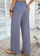 Blue Wide Leg Elastic Waist High Waisted Pants | thumb picture 