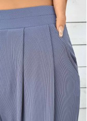 Blue Wide Leg Elastic Waist High Waisted Pants | thumb picture 