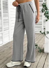 Grey Pocket Wide Leg Elastic Waist High Waisted Pants | thumb picture 