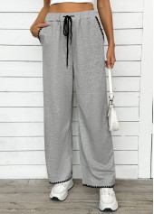 Grey Pocket Wide Leg Elastic Waist High Waisted Pants | thumb picture 