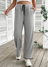 Grey Pocket Wide Leg Elastic Waist High Waisted Pants | thumb picture 