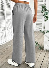 Grey Pocket Wide Leg Elastic Waist High Waisted Pants | thumb picture 