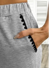 Grey Pocket Wide Leg Elastic Waist High Waisted Pants | thumb picture 