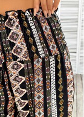 Gray Brown Tribal Print Wide Leg Elastic Waist Pants | thumb picture 