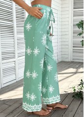 Mint Green Soft Floral Print Wide Leg Pants | thumb picture 