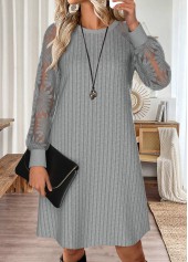 Light Grey Tummy Coverage Short Long Sleeve Dress | thumb picture 