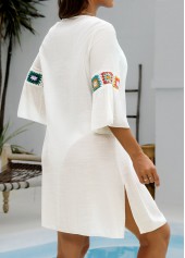 Patchwork White V Neck Cover Up | thumb picture 