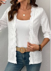White Patchwork 3/4 Sleeve Light Cardigan | thumb picture 