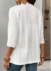 White Patchwork 3/4 Sleeve Light Cardigan | thumb picture 