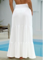 Smocking White Maxi Cover Up Skirt | thumb picture 