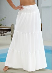 Smocking White Maxi Cover Up Skirt | thumb picture 