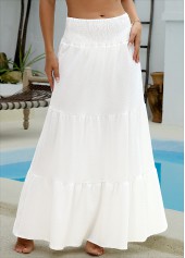 Smocking White Maxi Cover Up Skirt