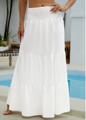 Smocking White Maxi Cover Up Skirt | thumb picture 