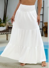 Smocking White Maxi Cover Up Skirt | thumb picture 