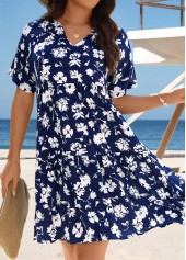 Tummy Coverage Floral Print Navy Cover Up | thumb picture 
