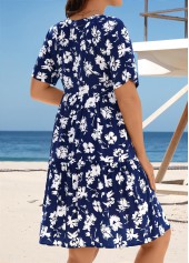 Tummy Coverage Floral Print Navy Cover Up | thumb picture 