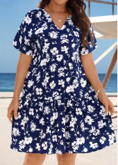 Tummy Coverage Floral Print Navy Cover Up | thumb picture 