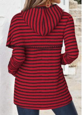 Wine Red Tummy Coverage Striped Long Sleeve Hoodie | thumb picture 