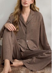 Gray Brown Long Sleeve Lounge Top and Pants