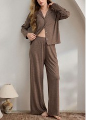 Gray Brown Long Sleeve Lounge Top and Pants