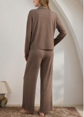 Gray Brown Long Sleeve Lounge Top and Pants