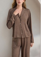 Gray Brown Long Sleeve Lounge Top and Pants