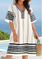 Tummy Coverage Striped White Cover Up | thumb picture 