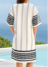 Tummy Coverage Striped White Cover Up | thumb picture 