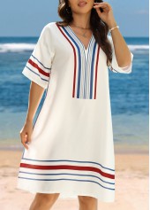 Tummy Coverage Striped White Cover Up | thumb picture 