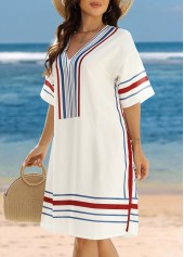 Tummy Coverage Striped White Cover Up | thumb picture 