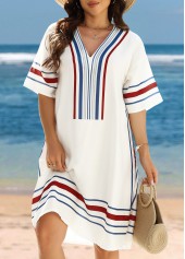 Tummy Coverage Striped White Cover Up | thumb picture 