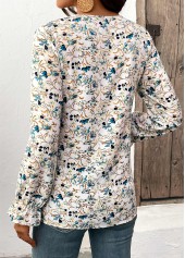 Multi Color Cut Out Floral Print Long Sleeve Blouse | thumb picture 