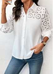 White Hollowedout Button Long Sleeve Shirt | thumb picture 