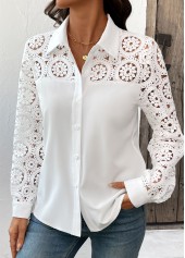 White Hollowedout Button Long Sleeve Shirt | thumb picture 