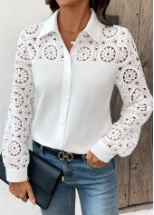 White Hollowedout Button Long Sleeve Shirt | thumb picture 