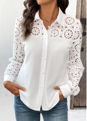 White Hollowedout Button Long Sleeve Shirt | thumb picture 