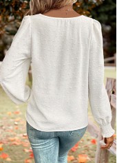 White Tummy Coverage Long Sleeve Round Neck Blouse | thumb picture 