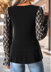 Black Tummy Coverage Long Sleeve Round Neck Blouse | thumb picture 