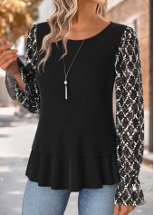 Black Tummy Coverage Long Sleeve Round Neck Blouse | thumb picture 